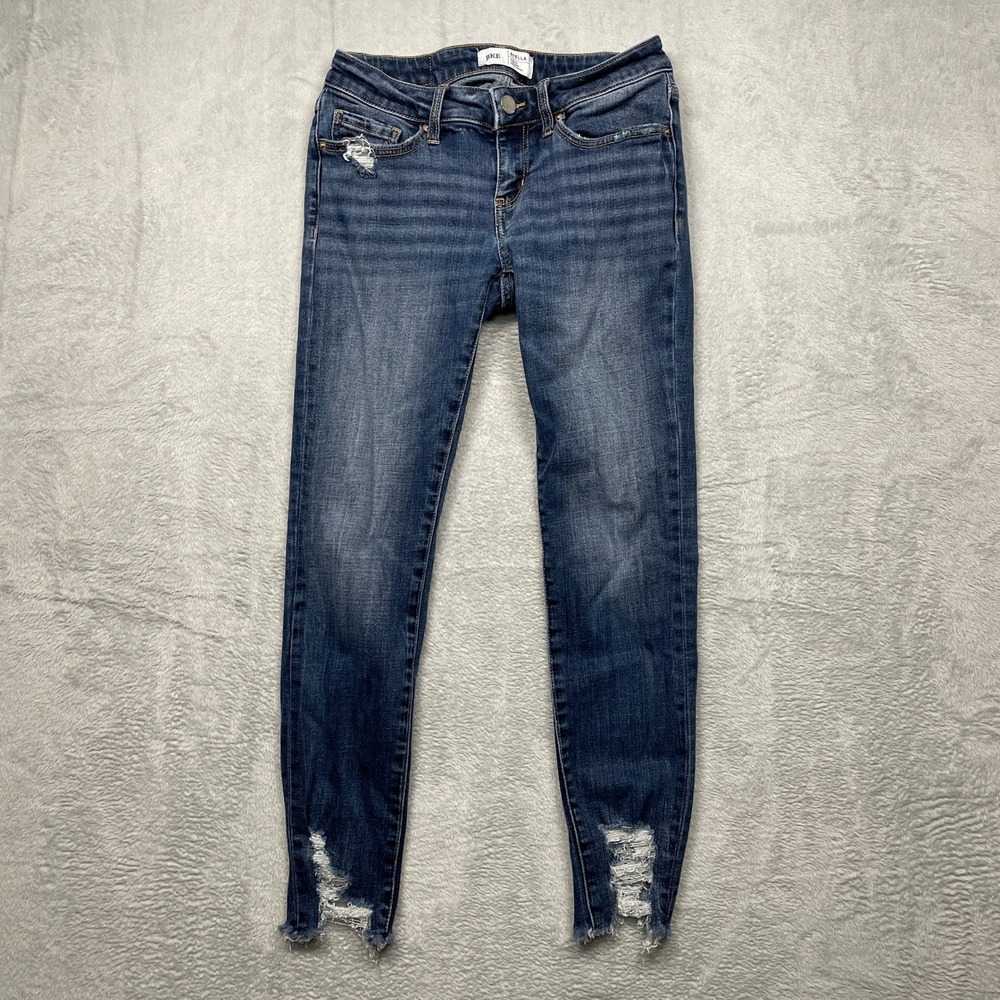 BKE Stella Jeans Women 26 Blue Low Rise Ankle Skinny Distressed Raw Hem